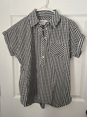 Vineyard Vines Black and White Gingham Short-Sleeve Button-Down Shirt